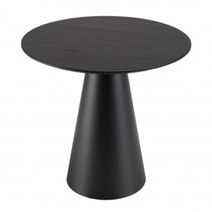 DALY - Table d'appoint ronde noire 50x50cm pied conique métal