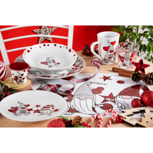 Service 18 assiettes Excelsa Gnome Sweet Home, porcelaine, multicolore