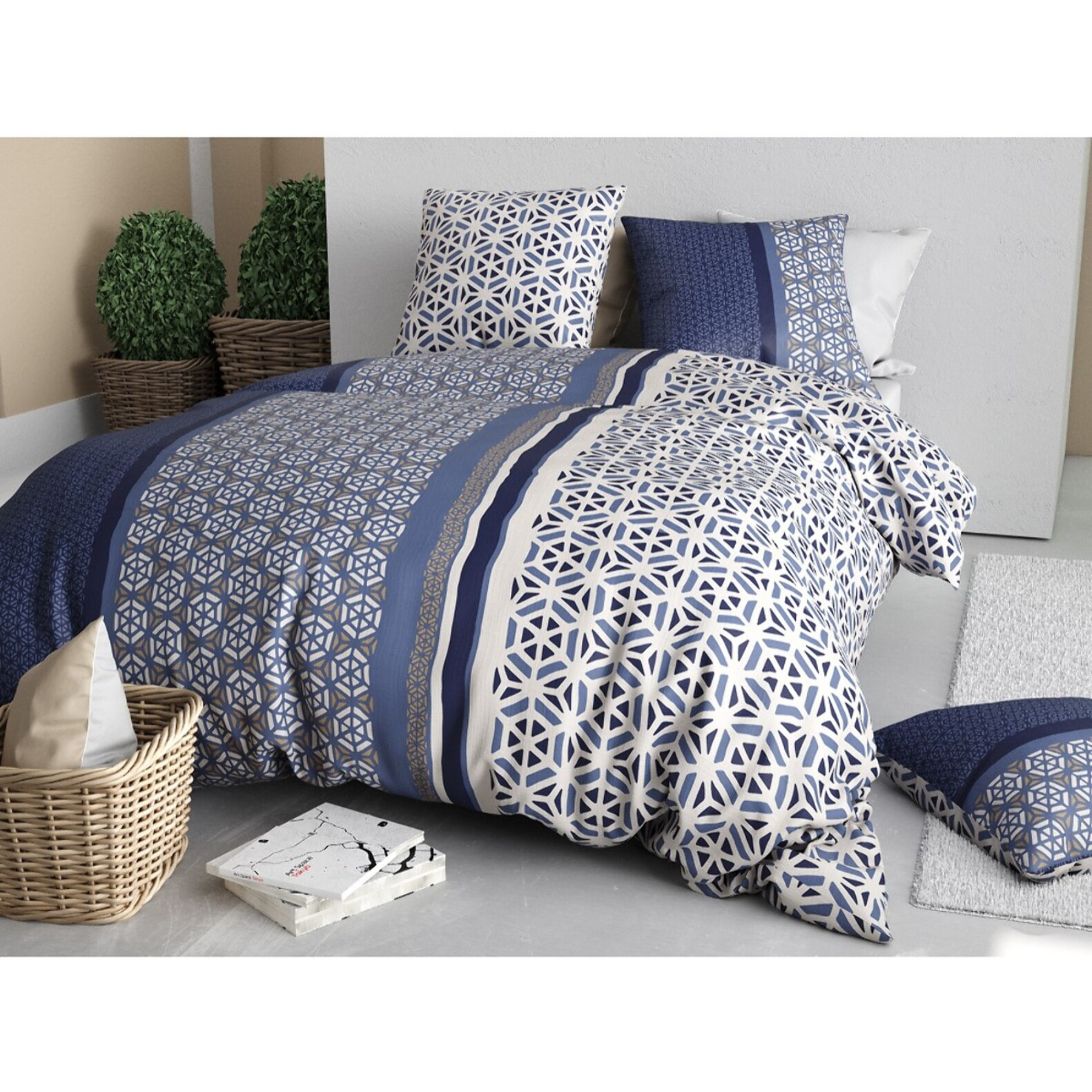 Parure housse de couette coton multicolore