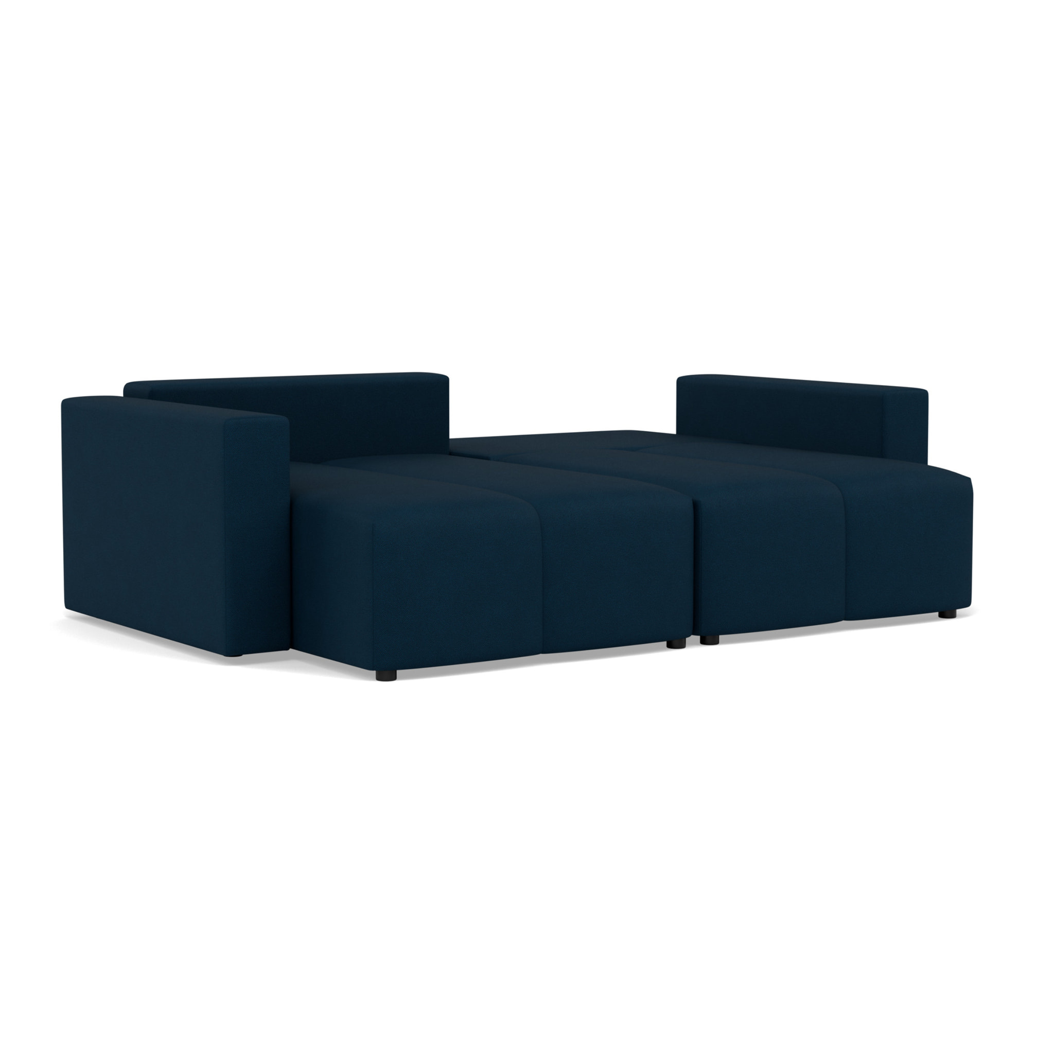 Daryl - canapé d'angle réversible 4 places convertible avec coffre en tissu texturé - Bleu