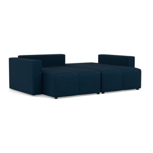 Daryl - canapé d'angle réversible 4 places convertible avec coffre en tissu texturé - Bleu