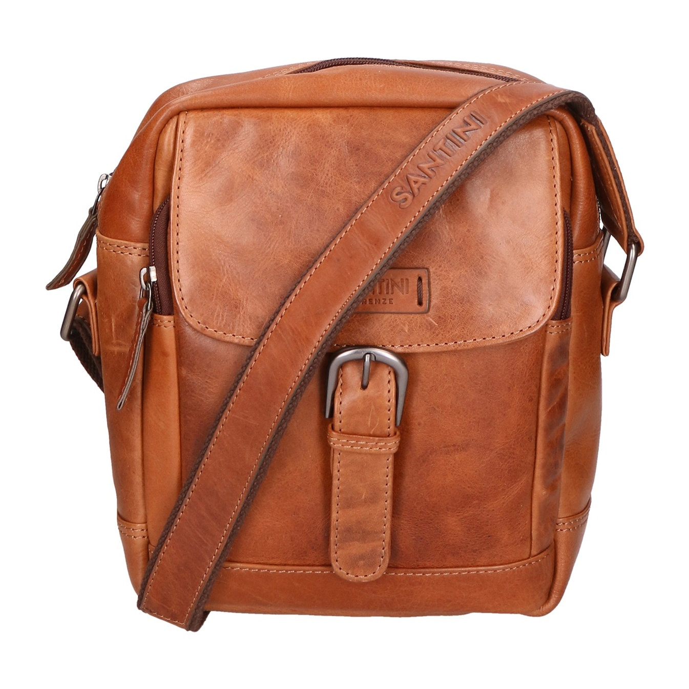 Borsa a tracolla unisex vera pelle - Modello False - 100% pelle di vacchetta - 22.0 x 24.0 x 7.5 cm