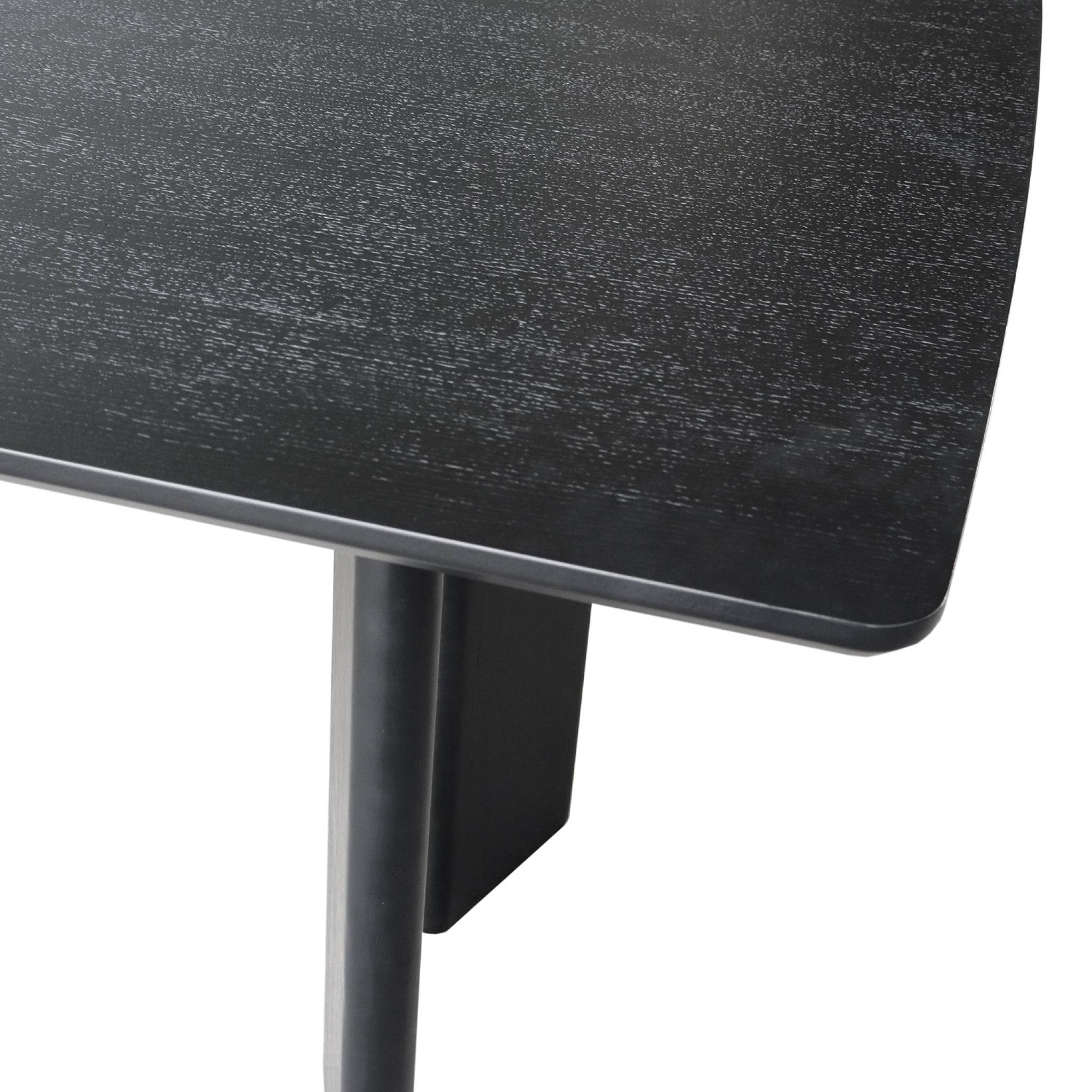 Table à manger rectangulaire extensible bois d'hévéa et placage chêne noir 6-8 places 170-210cm - Albane