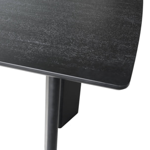 Table à manger rectangulaire extensible bois d'hévéa et placage chêne noir 6-8 places 170-210cm - Albane
