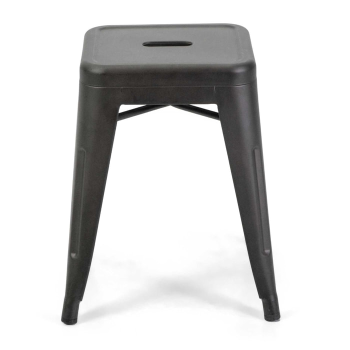 Sgabello New Bristol Vacchetti in ferro nero cm38x38h45