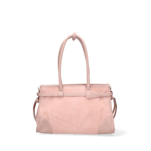 Borsa a spalla da donna Made in Italy - Modello Novara Ultra - Pelle scamosciata - 31.5 x 20.0 x 14.0 cm