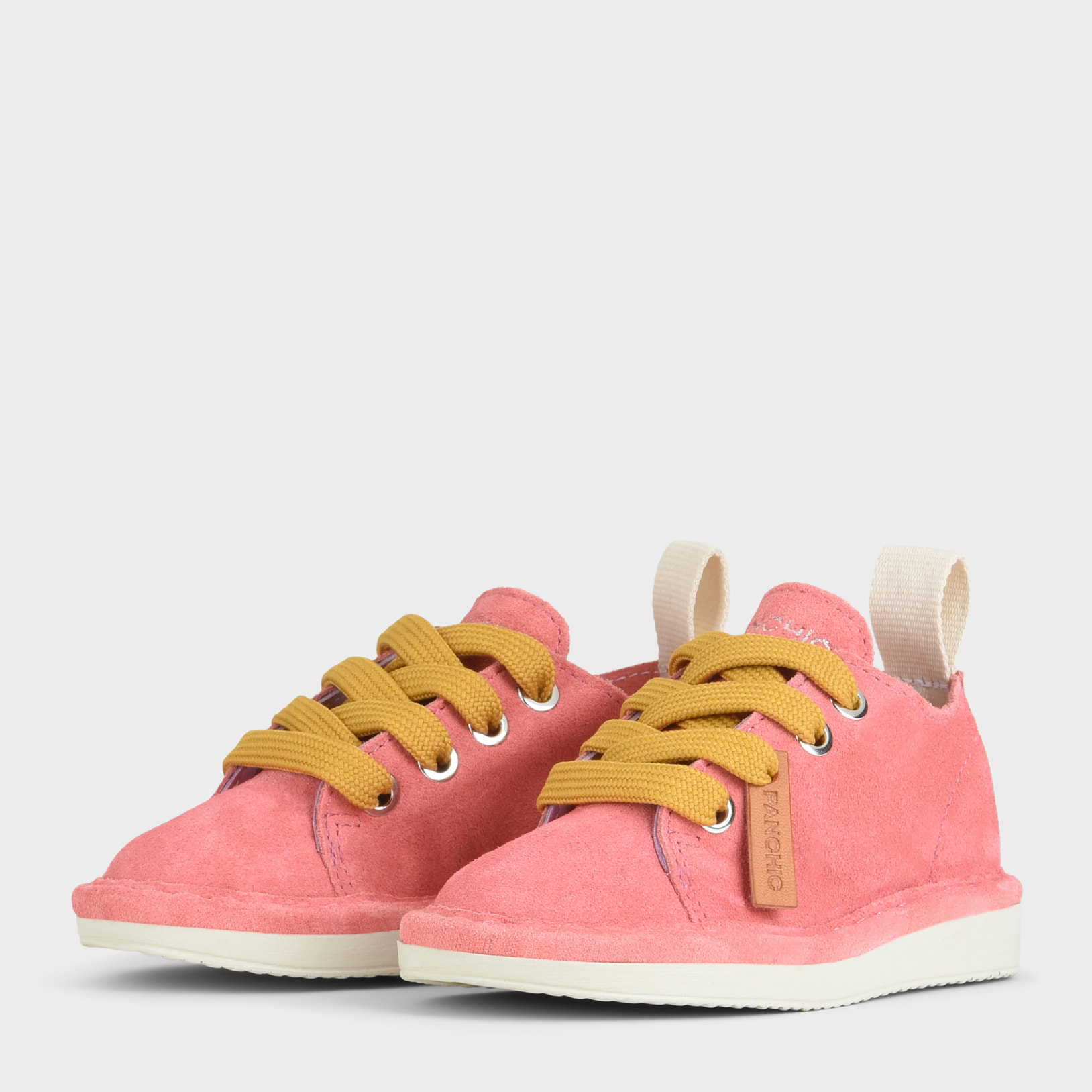 ZAPATO CON CORDONES CHICO P01 DE ANTE BUBBLEGUM AMARILLO