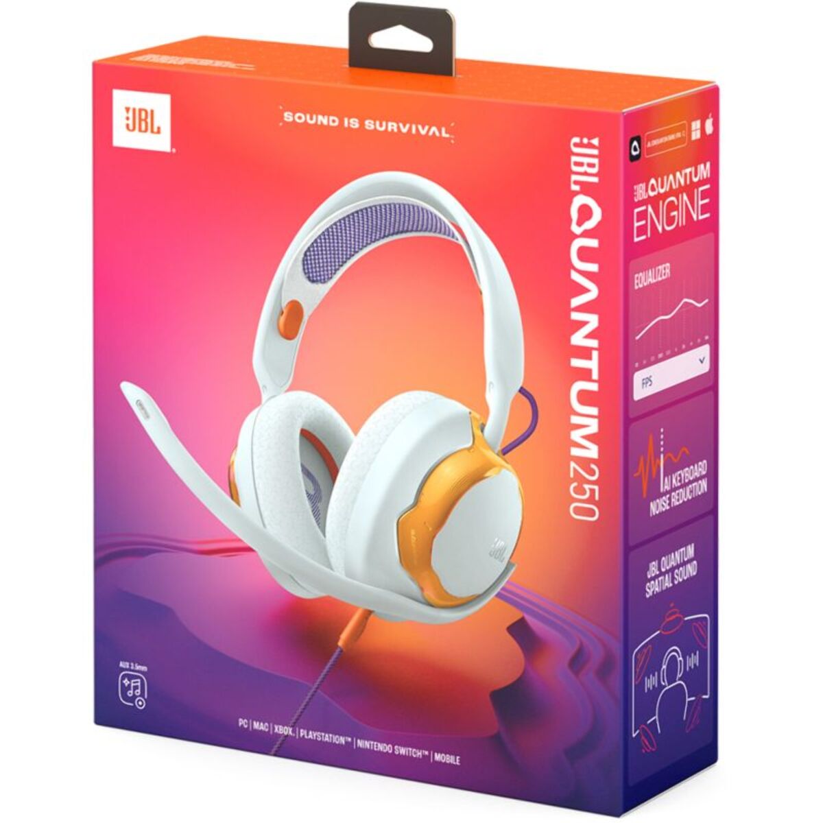 Casque gamer JBL Quantum 250 Blanc Orange