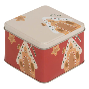 Boîte de conservation Noël 2,5L carré en métal