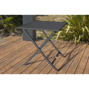 MARIUS - Ensemble repas de jardin 2 places en aluminium gris anthracite