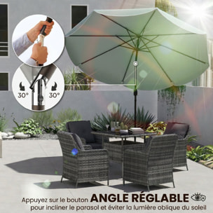 Parasol inclinable dia.265cm métal bleu