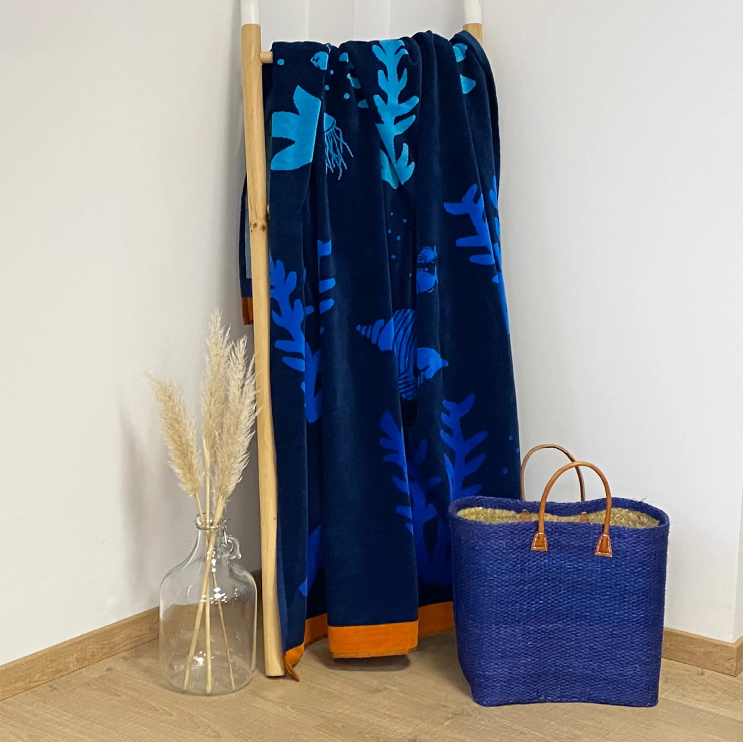 Serviette de plage éponge velours Jacquard - Algas - 140x180cm - 400g/m²