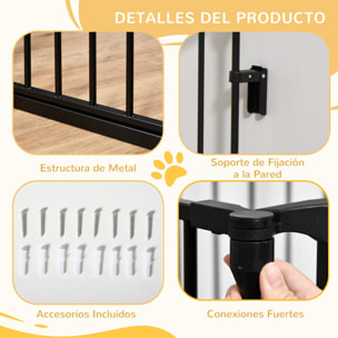 Barrera de Seguridad para Mascotas Rejilla de Protección Plegable de 3 Paneles con Cierre Inteligente para Escalera Pasillo 180x74,5 cm Negro