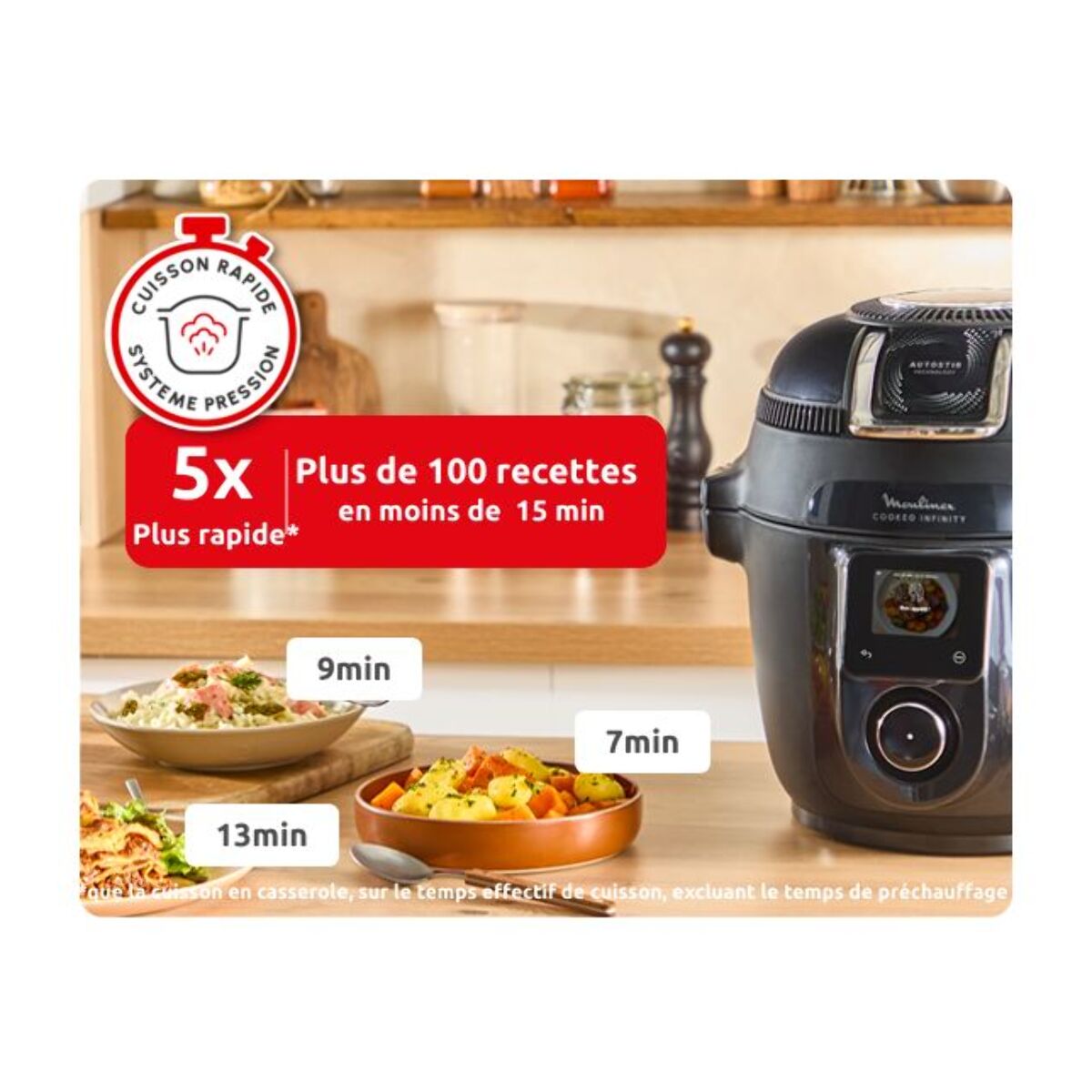 Cookeo MOULINEX Multicuiseur Airfryer Cookeo Infinity avec pale Noir CE9828F0 20 modes de cuisson, 6,5 L