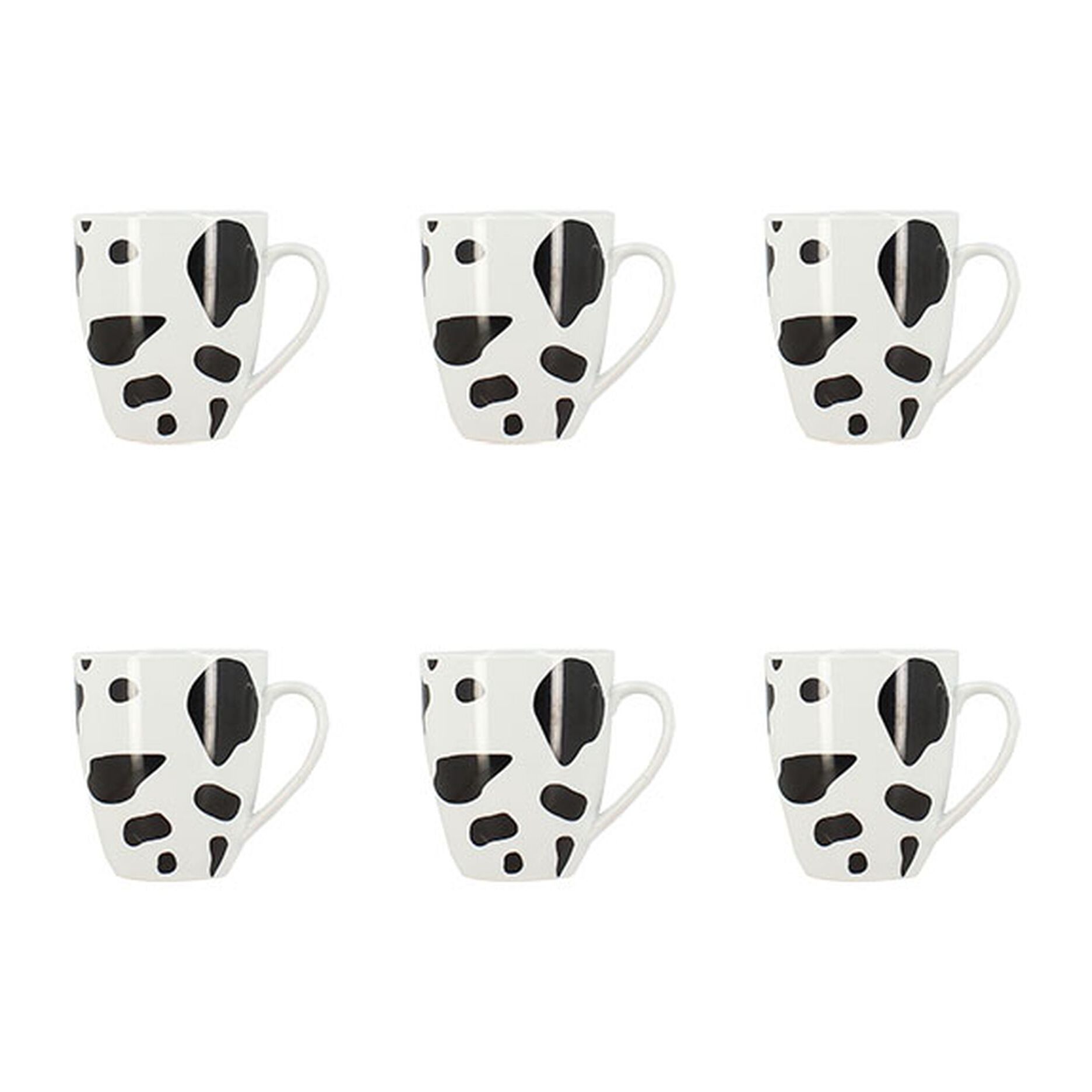 Lot de 6 mugs 35cl en porcelaine à motif vache ANIMALS