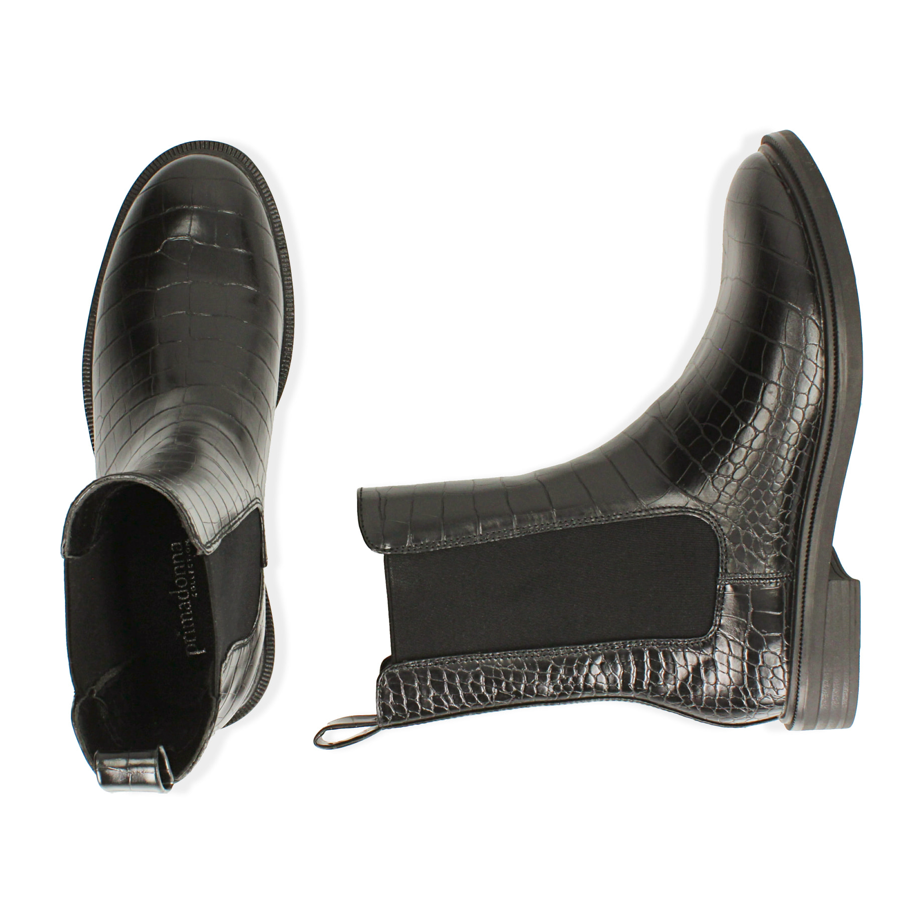 Botas Chelsea negras con estampado de cocodrilo