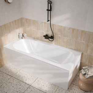 Pack Baignoire 180x80cm et 2 Tabliers recoupables - Blanc Brillant - Marina Round Duo