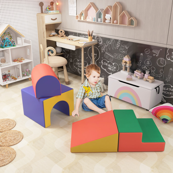 Juego de 4 Bloques de Espuma para Niños de 1-3 Años Figuras de Construcción Juguete para Aprendizaje Infantil Tapizado en PU 150x50x39 cm Multicolor