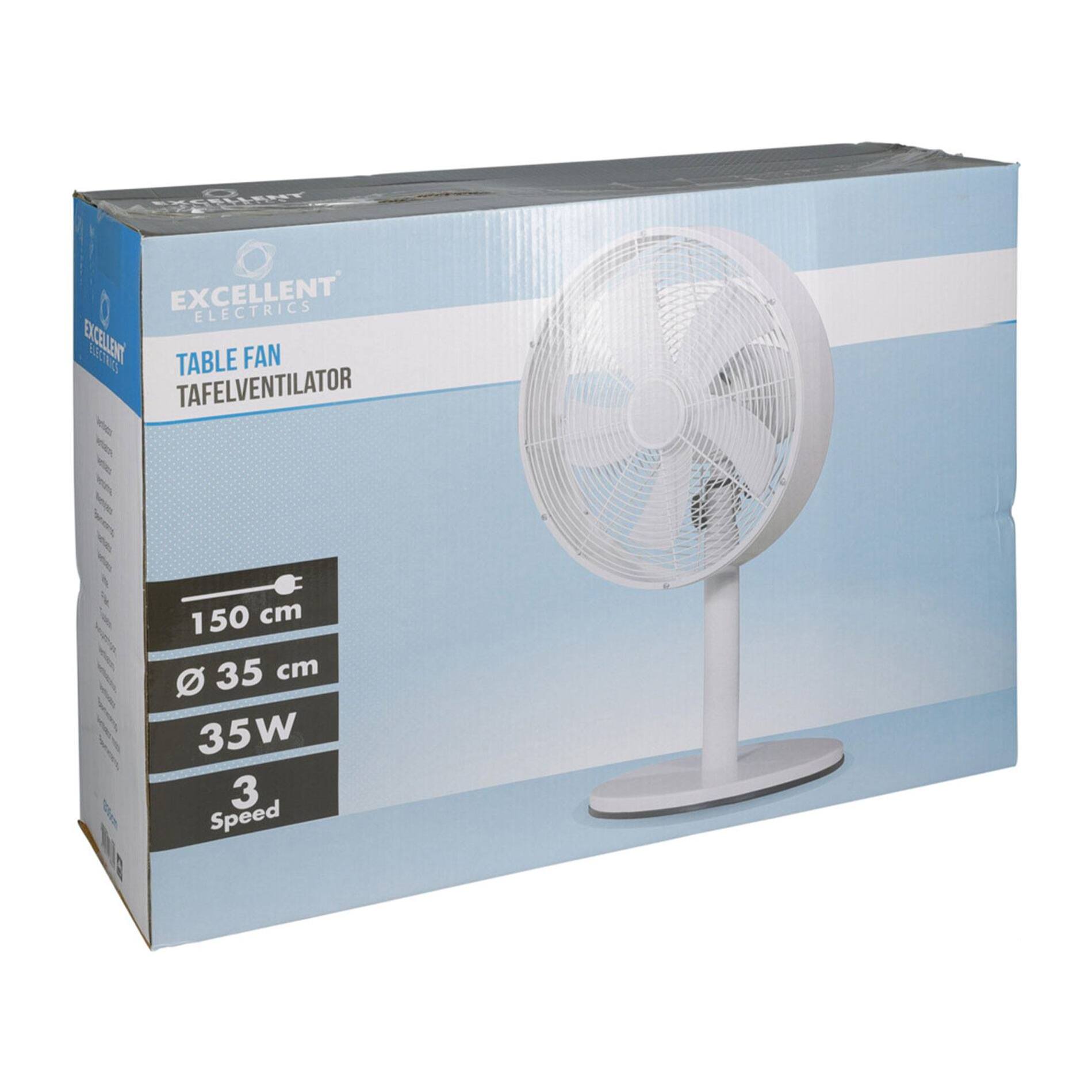 Well Home Ventilador de pie, Ø35cm, 35W, 3 velocidades, oscilación horizontal, 220-240V 50Hz, blanco mate