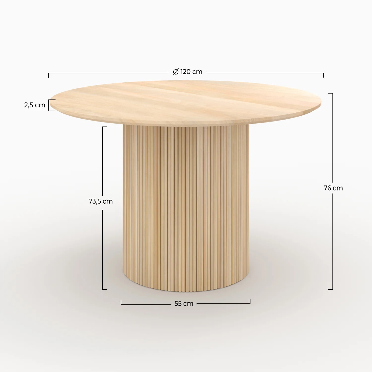 Table ronde 4 personnes en bois de manguier D120 cm - Agathe