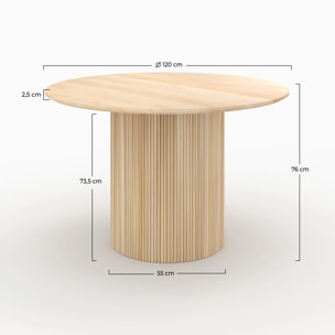 Table ronde 4 personnes en bois de manguier D120 cm - Agathe