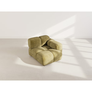 Grace - module d'assise droit en velours texturé - Vert Olive