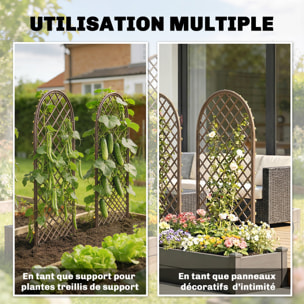 Lot de 3 treillis de jardin arches osier tissé naturel dim. 43 x 2 x 112 cm