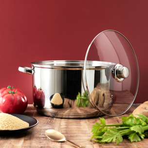 Faitout - COOK CONCEPT - 10 L - Métal - Argent - Couvercle en verre