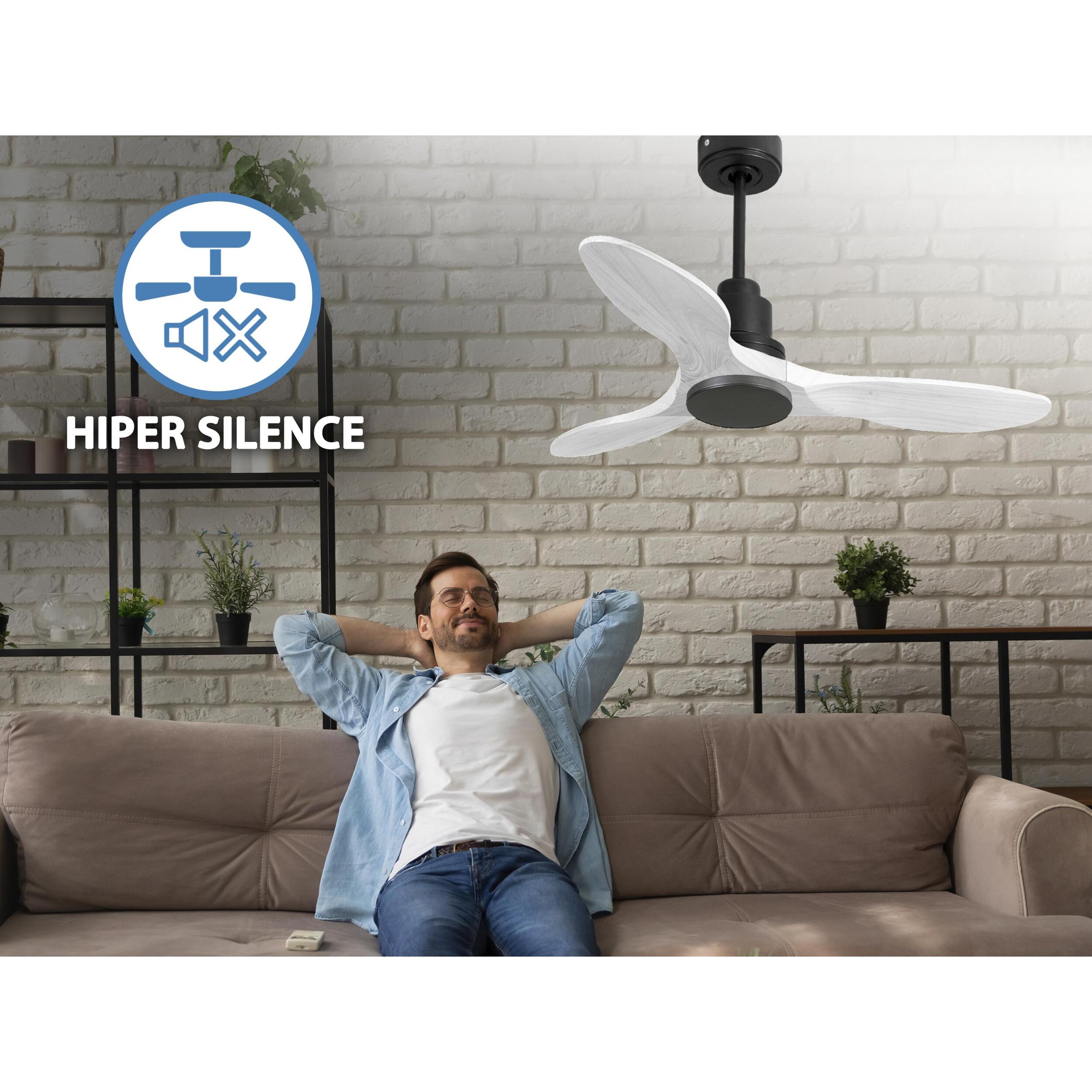 Ventilateur de plafond Réversible  Thermostat Wifi Moteur à courant continu Toits en pente Télécommande Hypersilence Mémoire Shopify Vendible (AUTOMATIQUE)