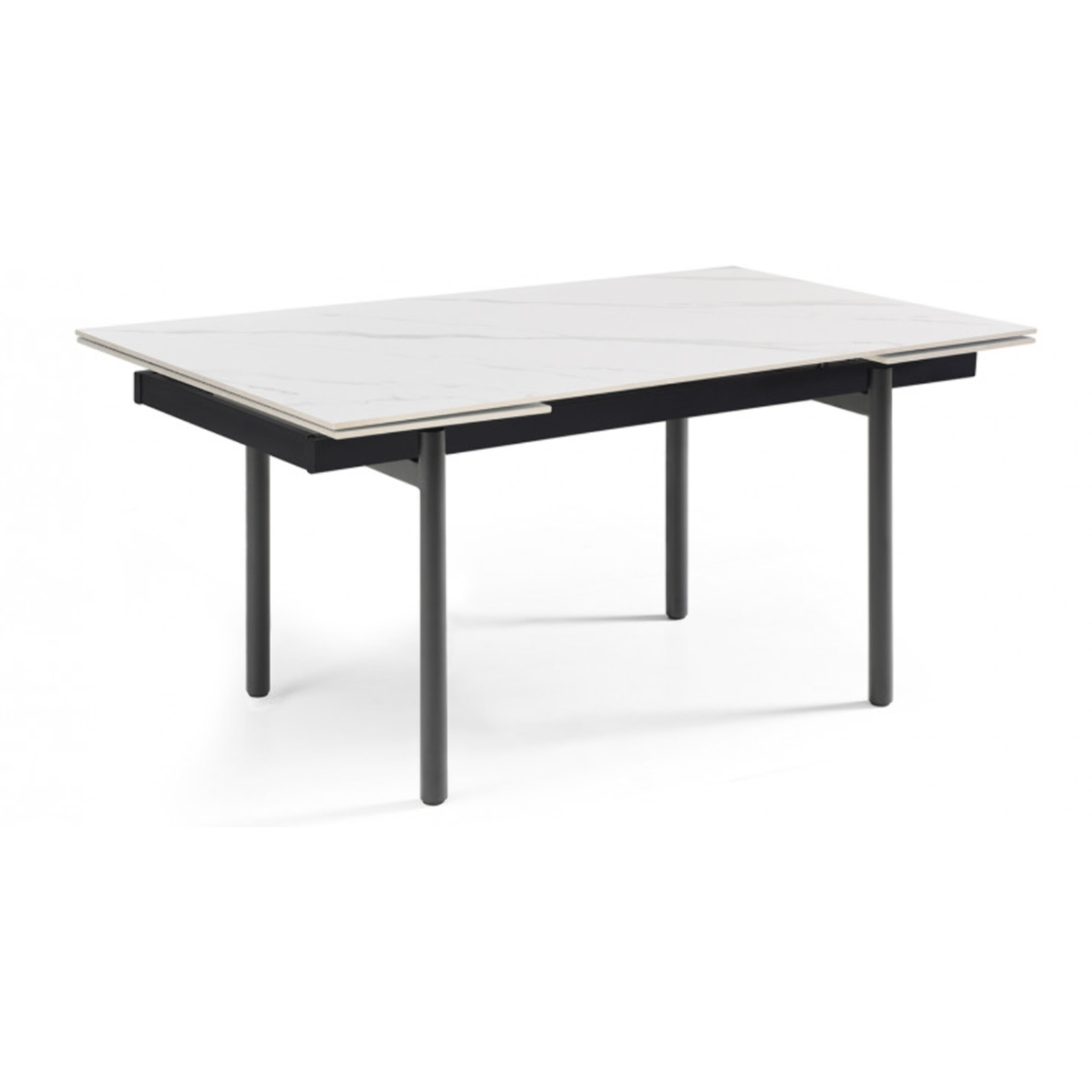 Table extensible en céramique marbre blanc L160/240cm pieds métal - UNIK