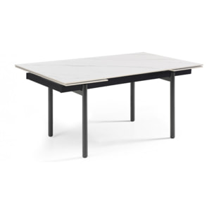 Table extensible en céramique marbre blanc L160/240cm pieds métal - UNIK