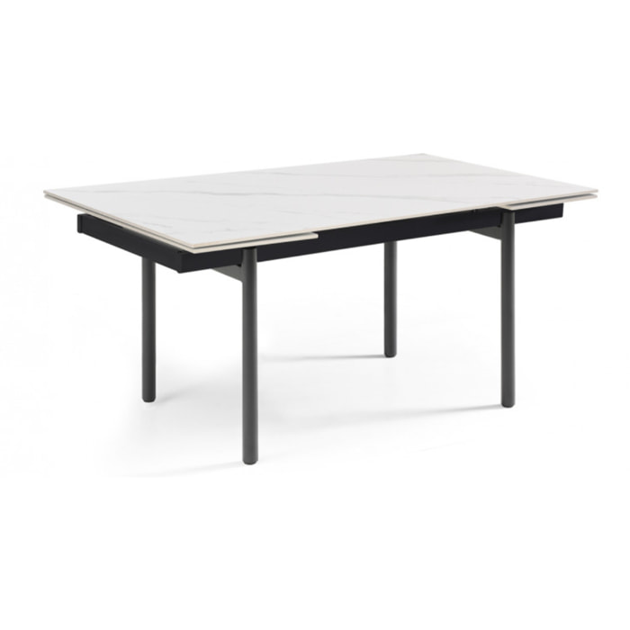 Table extensible en céramique marbre blanc L160/240cm pieds métal - UNIK