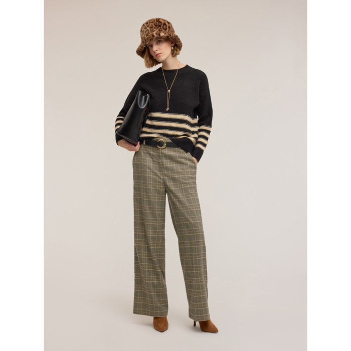 Motivi - Pantalones palazzo en hilo teñido a cuadros - Beige