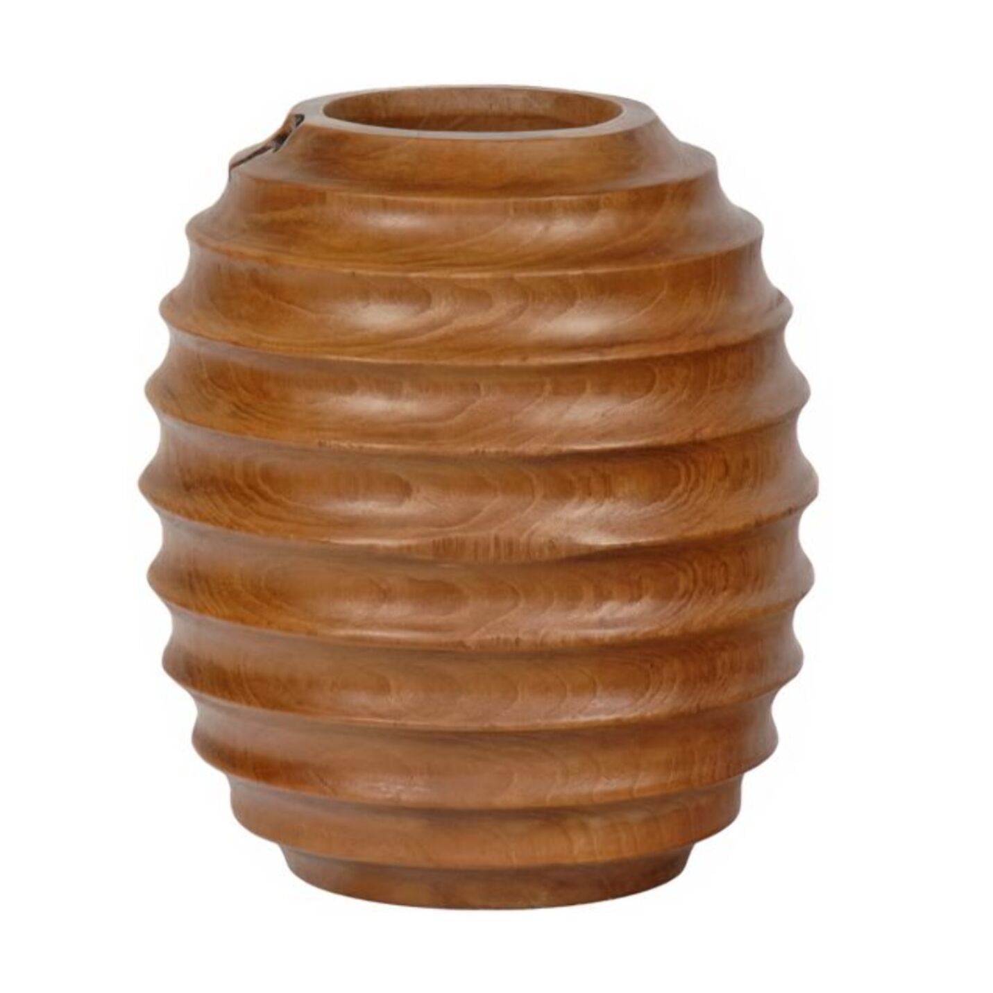 Vase décoratif H. 26 cm en bois de teck massif - BAZINE