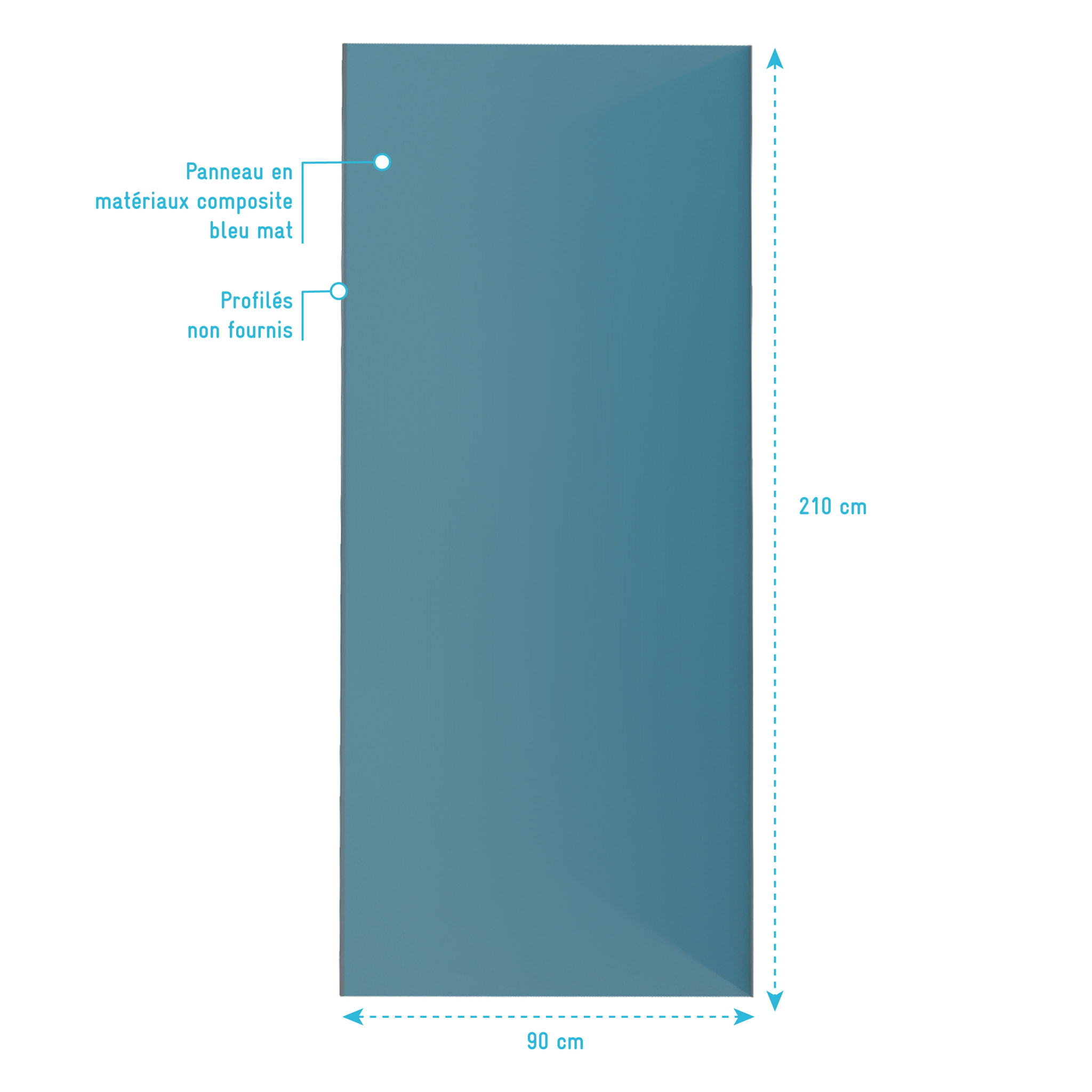 Panneau Mural Finition Aluminium Bleu 90 x 210 cm - WALL'IT BLEU