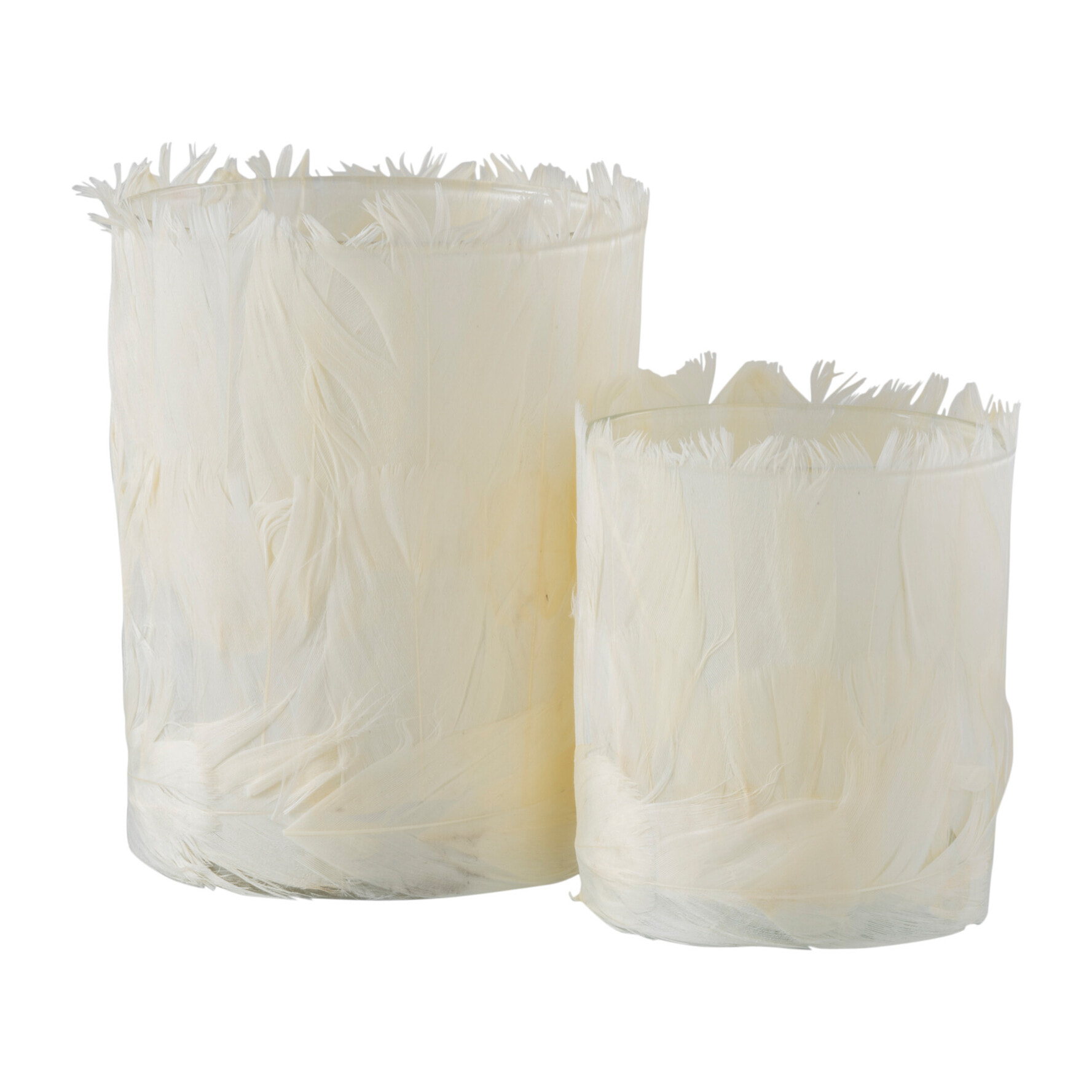 J-Line photophore Plumes - verre - crème - large - 2 pièces