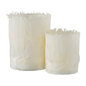 J-Line photophore Plumes - verre - crème - large - 2 pièces