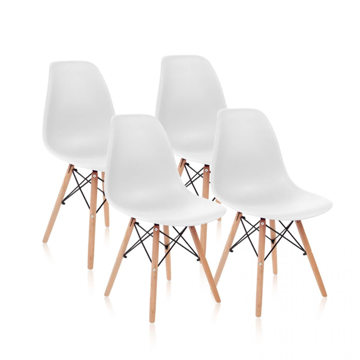 Pack 4 sillas Tower Wood Blanco