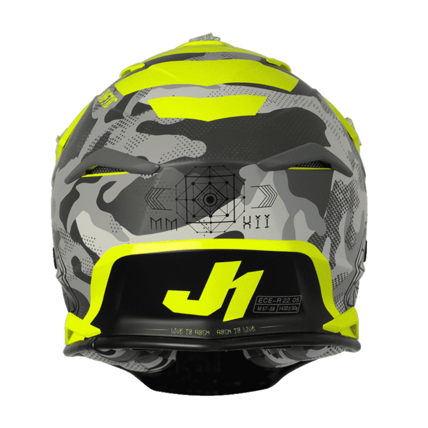 CASCO OFFROAD  J39 KINETIC CAMO RED LIME FLUO YELLOW (MATT) JUST1