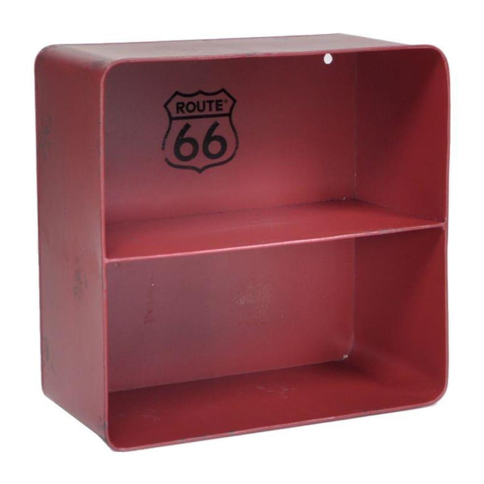 Mensola in metallo Bristol rosso 2 piani quadrata cm29,5x15h30