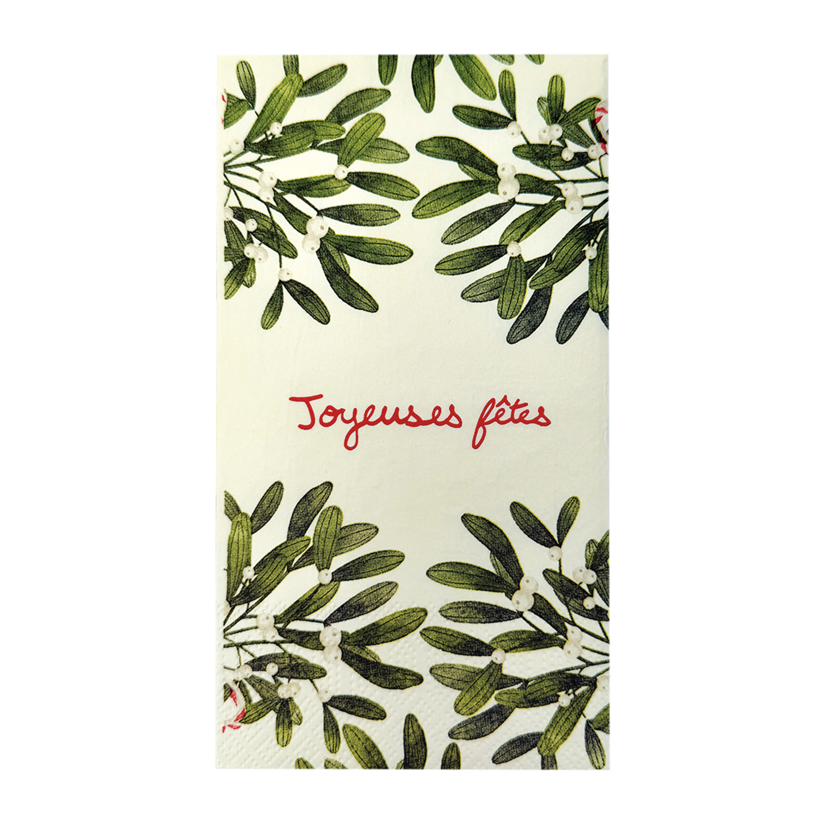 Lot de 15 serviettes en papier motif gui 'Joyeuses fêtes' - Vert