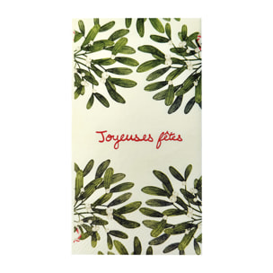 Lot de 15 serviettes en papier motif gui 'Joyeuses fêtes' - Vert