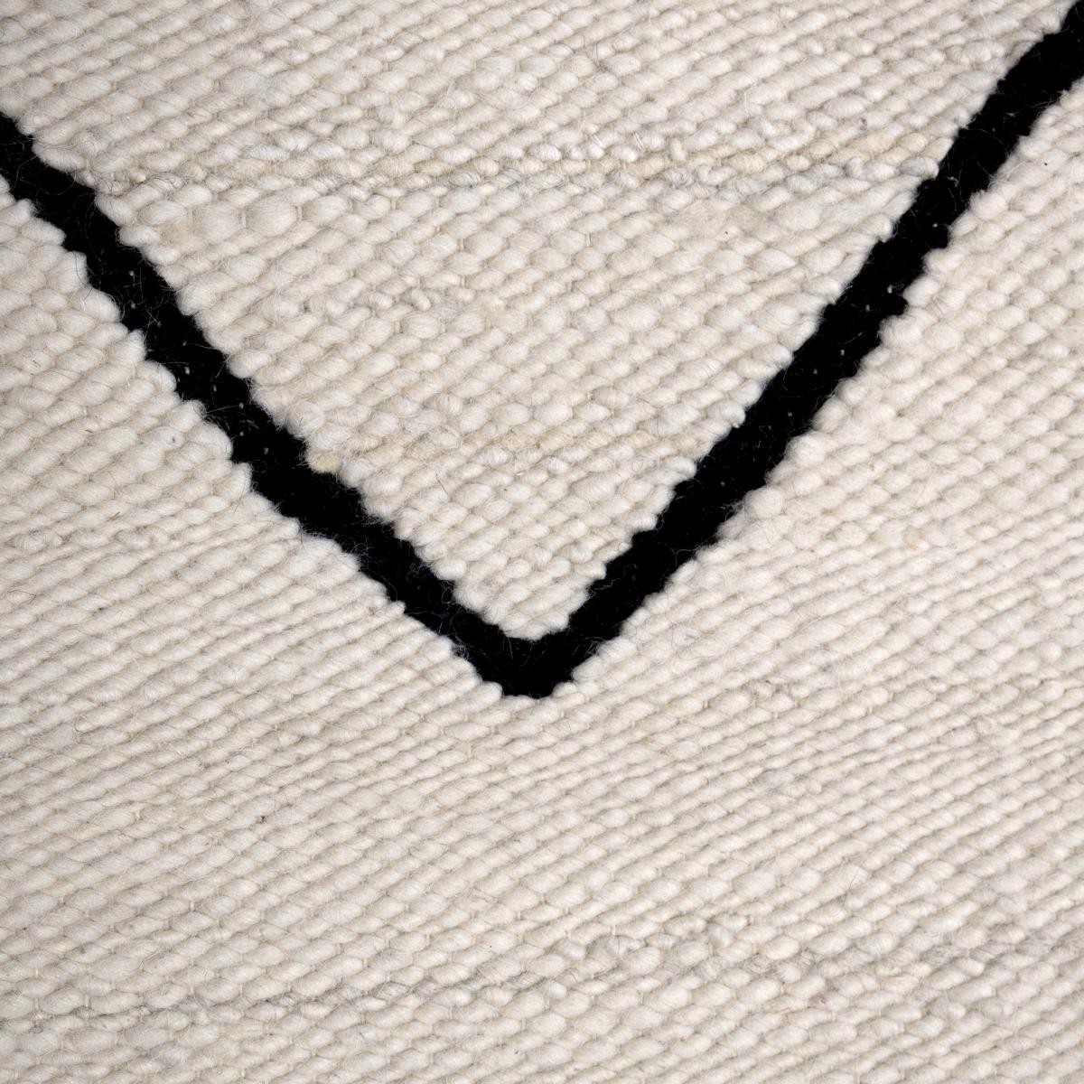 Tapis kilim Reversible Huku tissé à la main en laine beige motif berbère