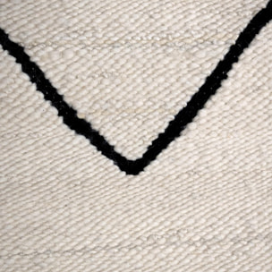 Tapis kilim Reversible Huku tissé à la main en laine beige motif berbère