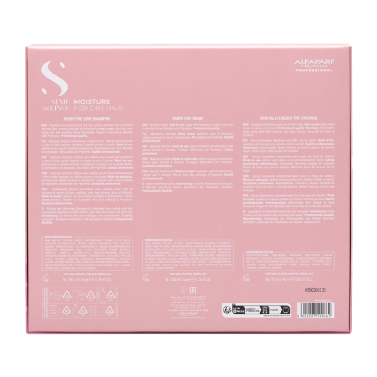 ALFAPARF MILANO Set Holiday Semi Di Lino Moisture Shampoo 250ml + Mask 200ml + Oil 15ml