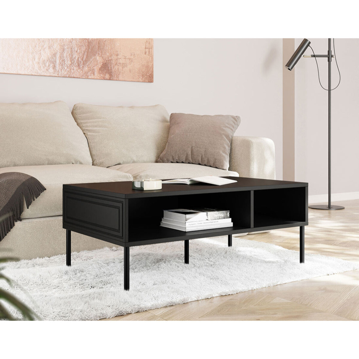 Lavaggi - table basse - 2 niches - 110 cm - Noir