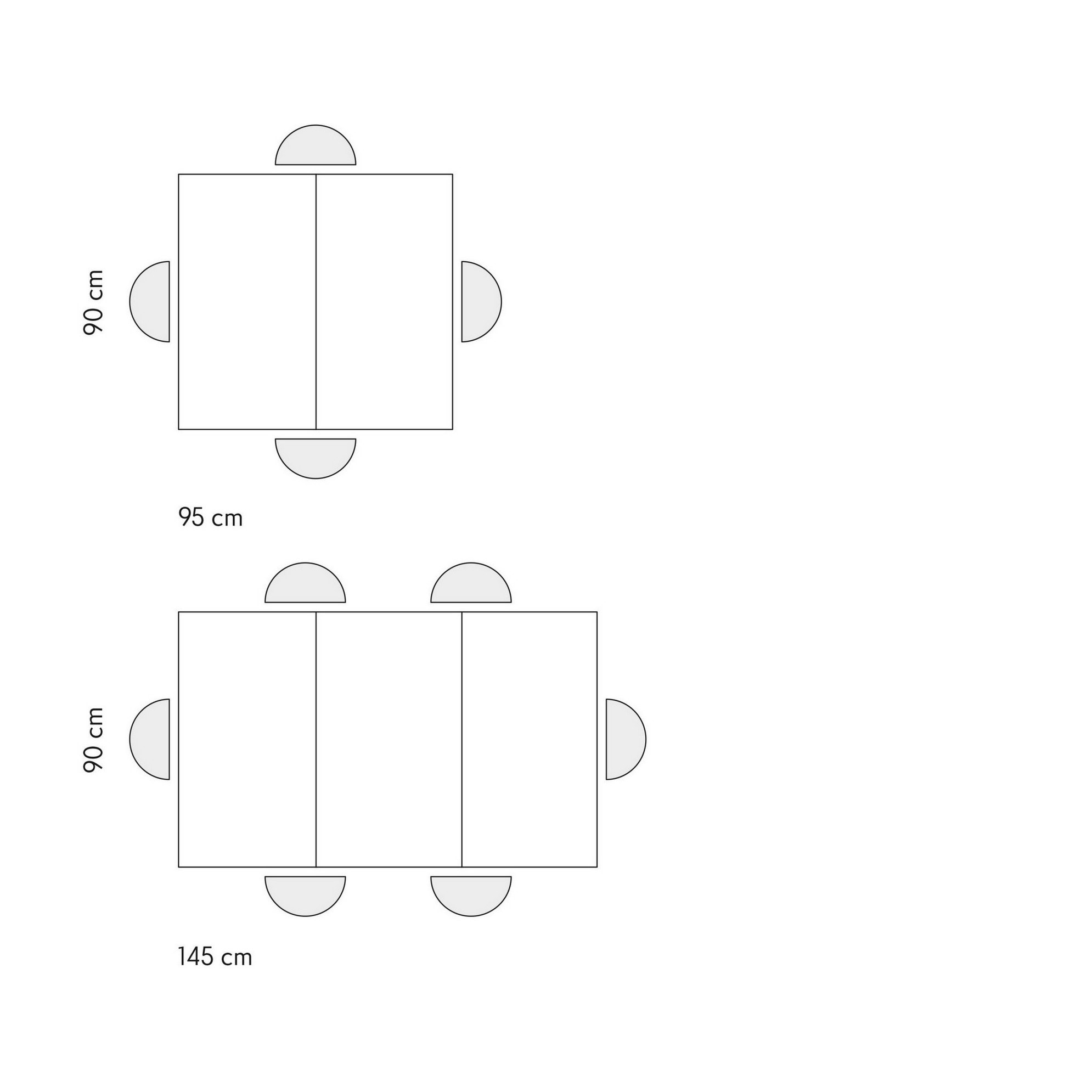 Tavolo FORTE DEI MARMI in legno, finitura bianco frassinato e gambe incrociate in metallo bianco, allungabile 95x90 cm - 145 x 90 cm