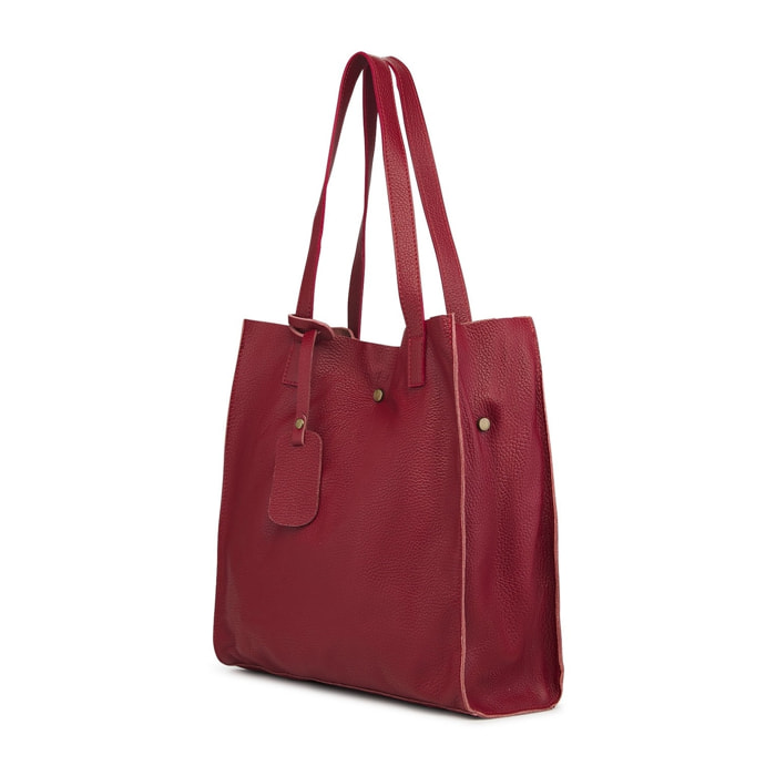 Borse Donna colore Rosso-in pelle Made in Italy 33x38x15cm