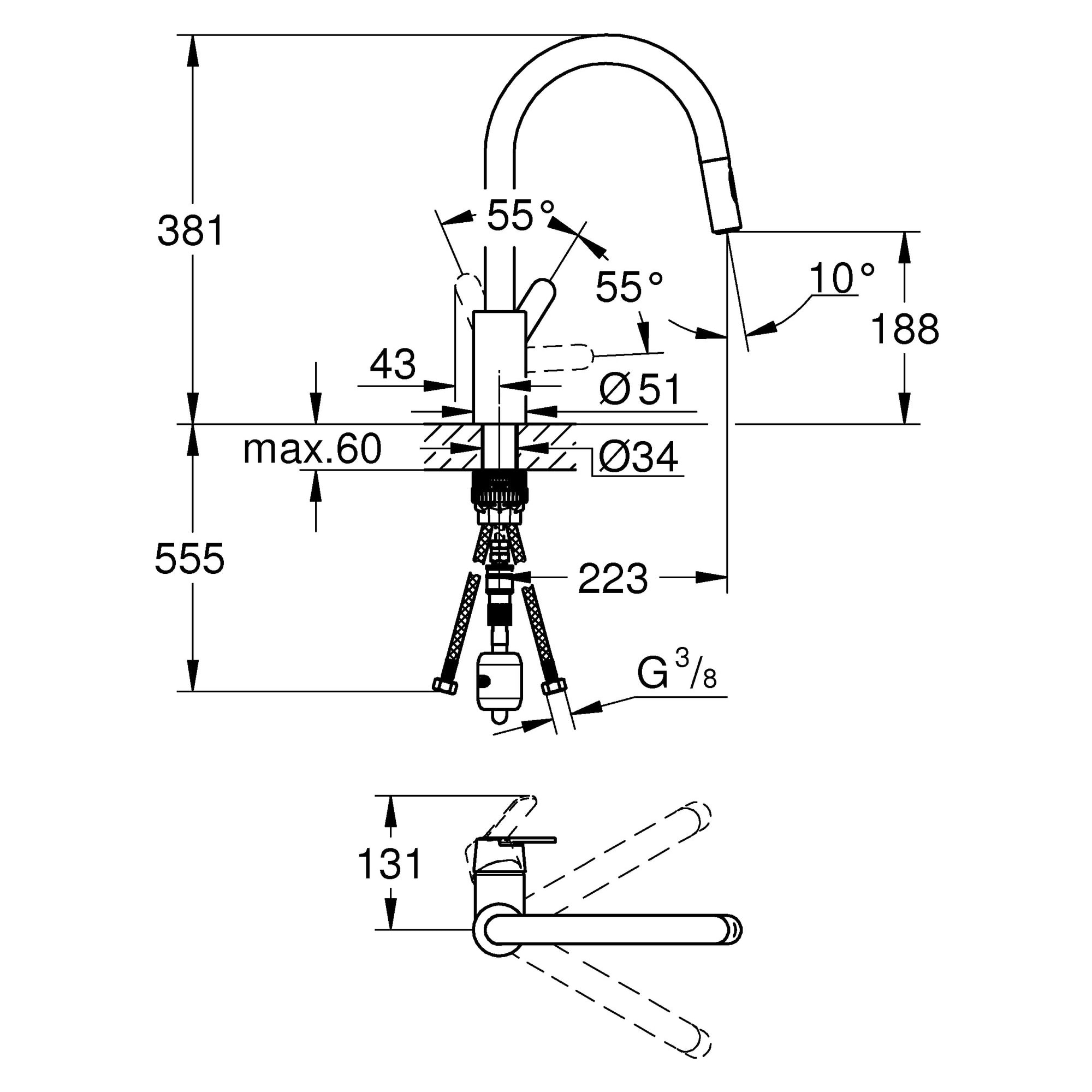 GROHE Get Mitigeur monocommande Evier Chromé 31484001