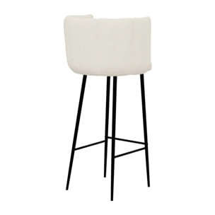 Lot de 2 chaises de bar en tissu bouclé beige 75 cm - Rosy